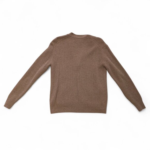 Italic Wool Cashmere Ribbed V-Neck Cardigan – Men's Size Small (Pecan) - Picture 5 of 16